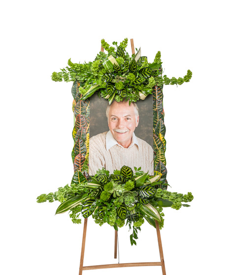 Tropical Greenery Frame: A personalized, all-foliage tribute. Contact us to customize with your image